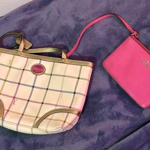 Gold and pink plaid - Coach mini bag